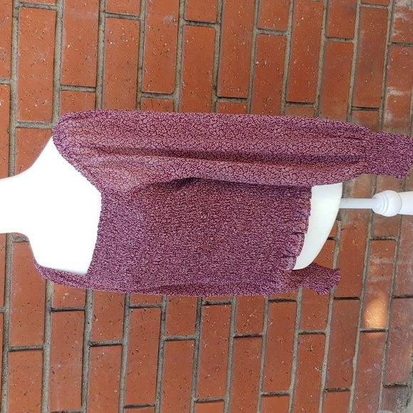 Madewell Smocked Women's Peasant Chiffon Top in Burgundy size Large - Picture 7 of 14